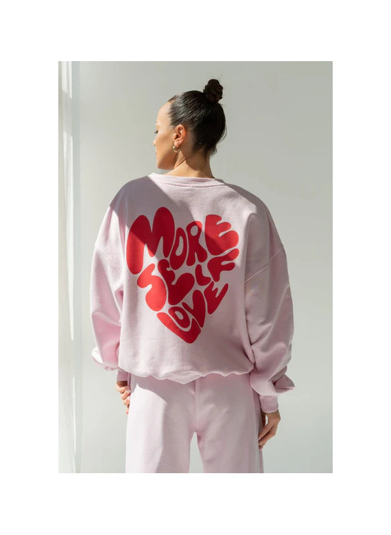 Bluza damska oversize z bizą SELFLOVE - różowy