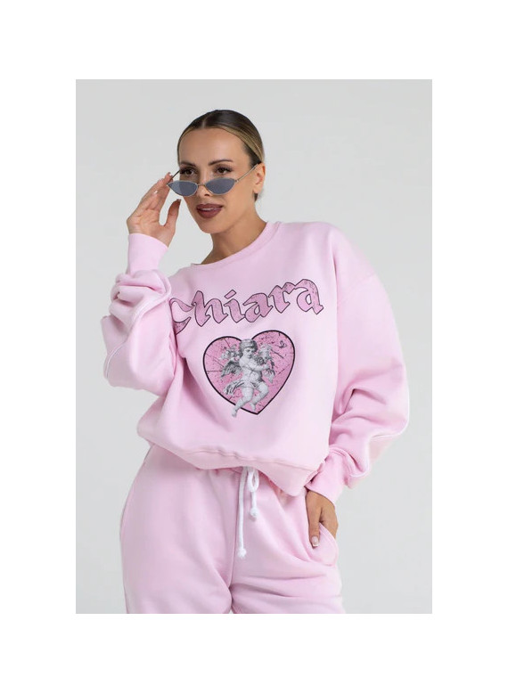 Bluza damska oversize z bizą ANGEL - różowy