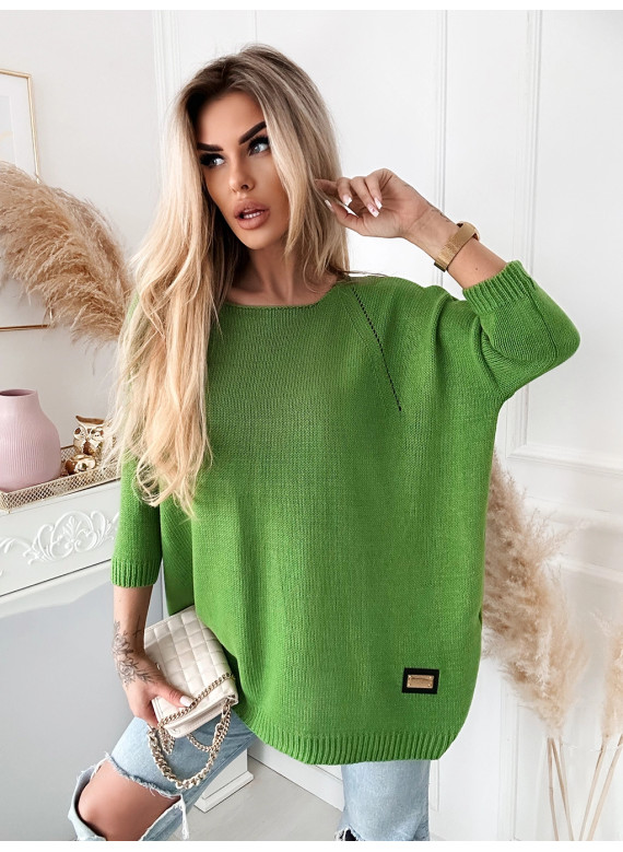 Długi damski sweter Stella oversize oliwka