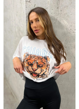 T-shirt oversize ROAR - biały