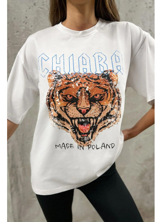 T-shirt oversize ROAR - biały