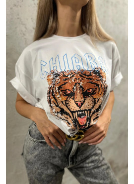 T-shirt oversize ROAR - biały