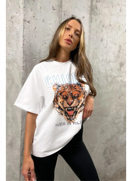 T-shirt oversize ROAR - biały