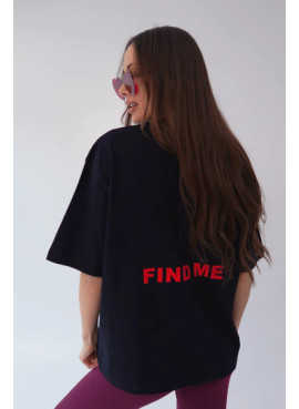 T-shirt bawełniany oversize TINDER - czarny