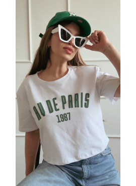 T-shirt z Grafiką AV DE PARIS 1987 –  Biały