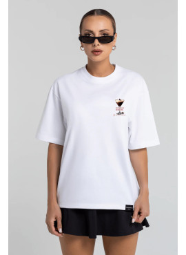 T-shirt bawełniany oversize ESPRESSO MARTINI - biały