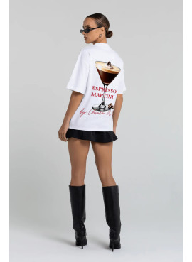 T-shirt bawełniany oversize ESPRESSO MARTINI - biały